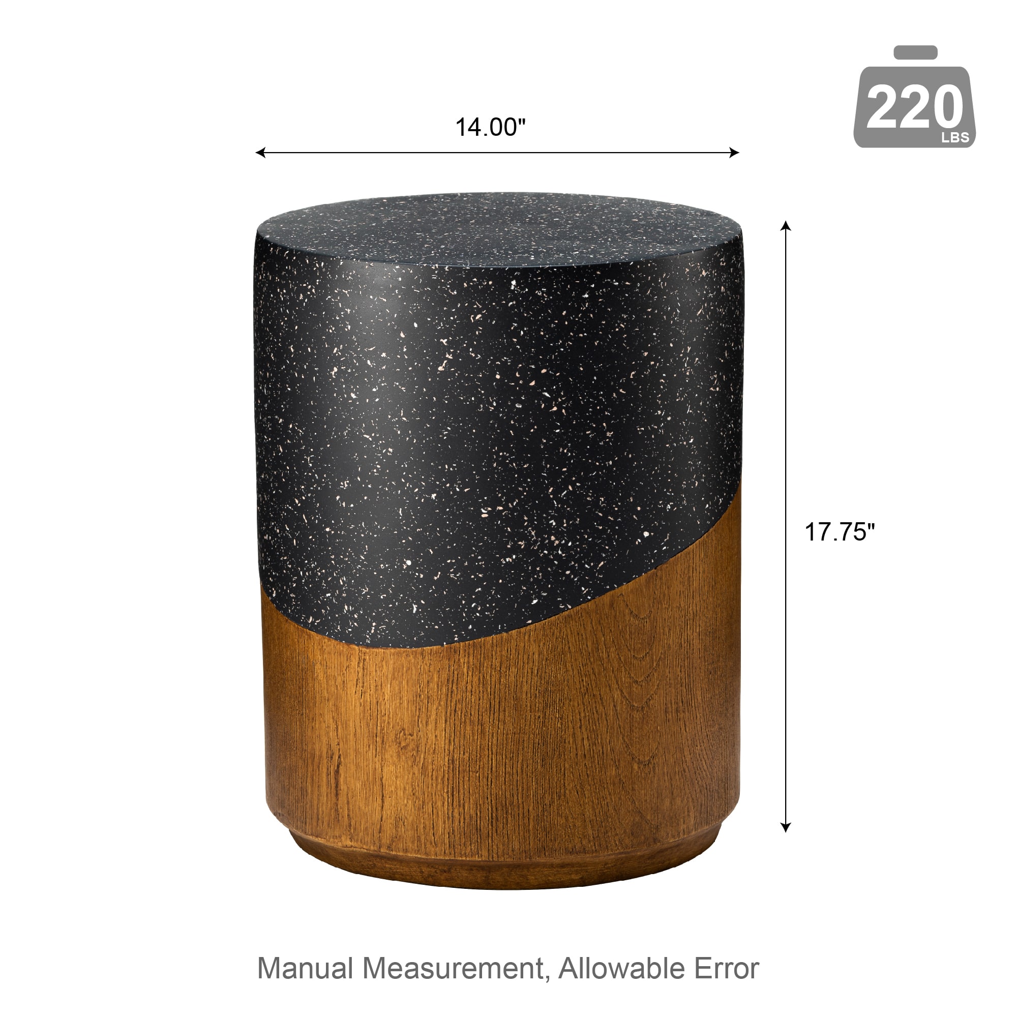 Glitzhome® 17.75" Multifunctional Faux Terrazzo & Wood Garden Stool